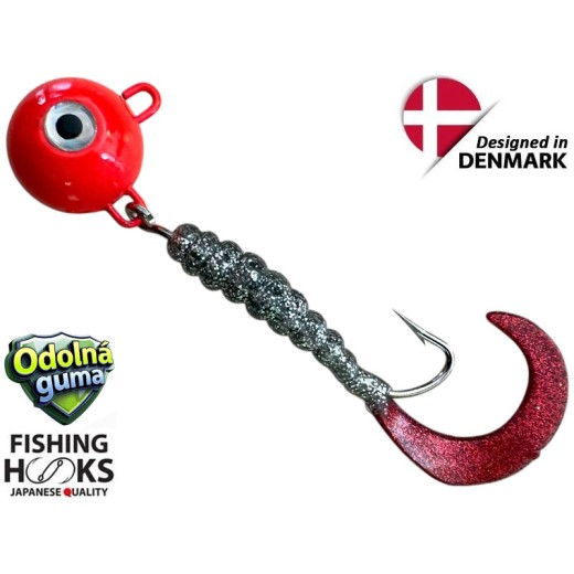 Čeburaška červená twister 100g 13cm Silver/Red