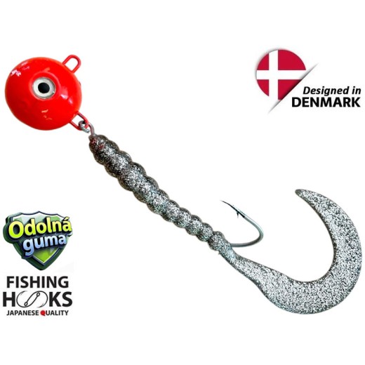 Čeburaška červená twister 200g 19cm Silver